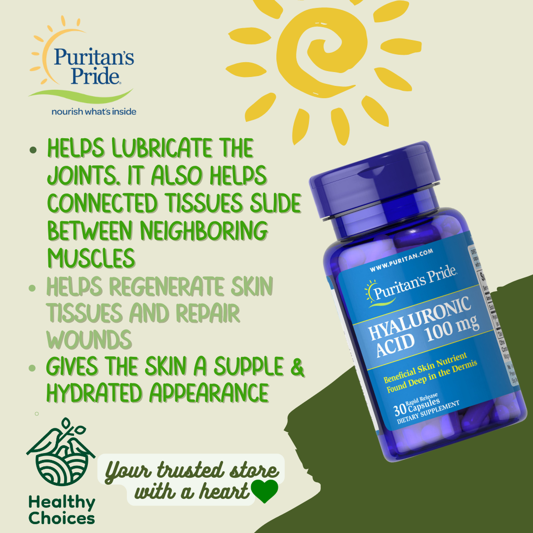 PURITAN'S PRIDE #17687#5 | EXP: 3/2026 | BUY 5 PCS - Hyaluronic Acid 100mg, 30 Rapid Release Capsules