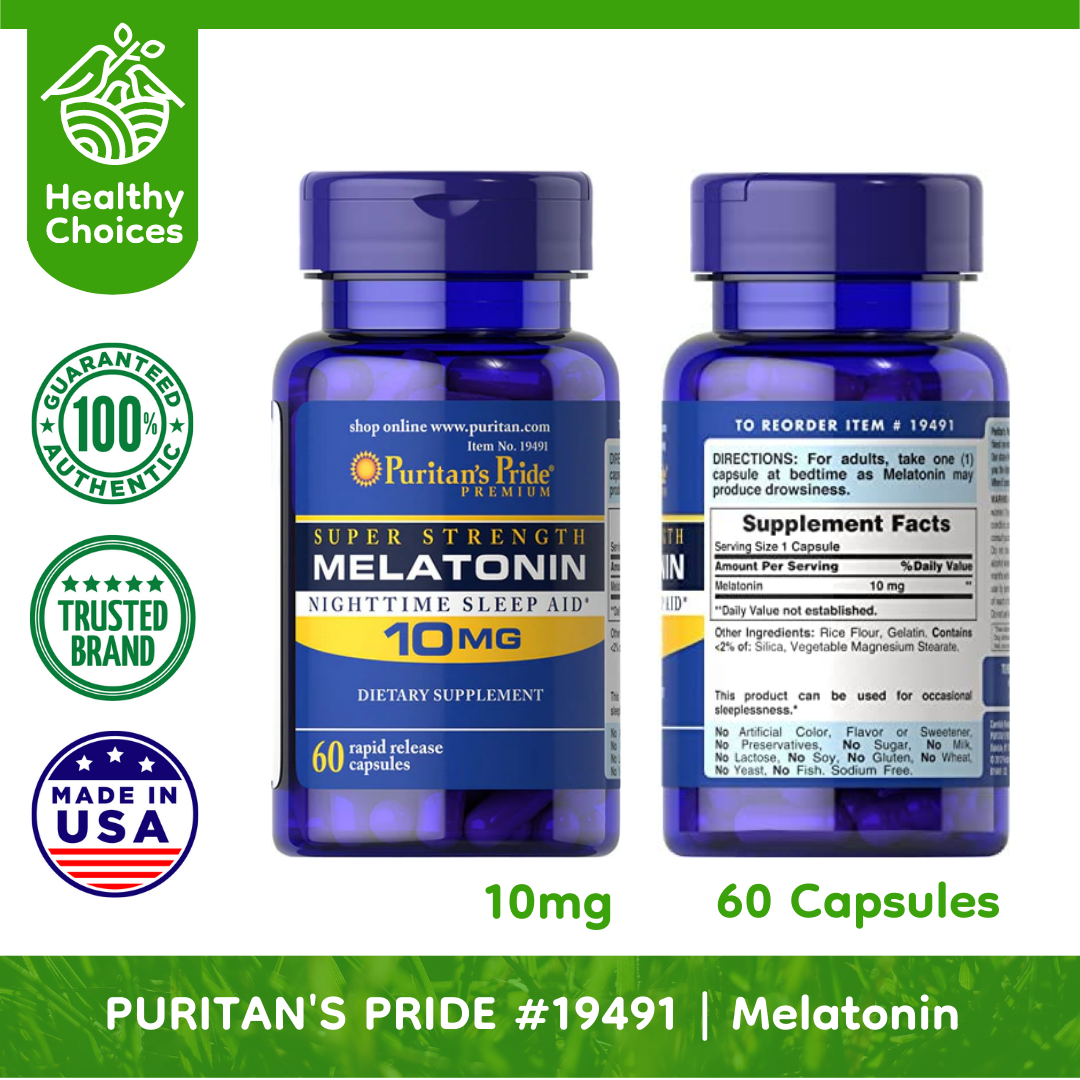 PURITAN'S PRIDE #19491#5 | EXPIRY: 11/2024 | BUY 5 PCS - Melatonin 10mg, 60 capsules
