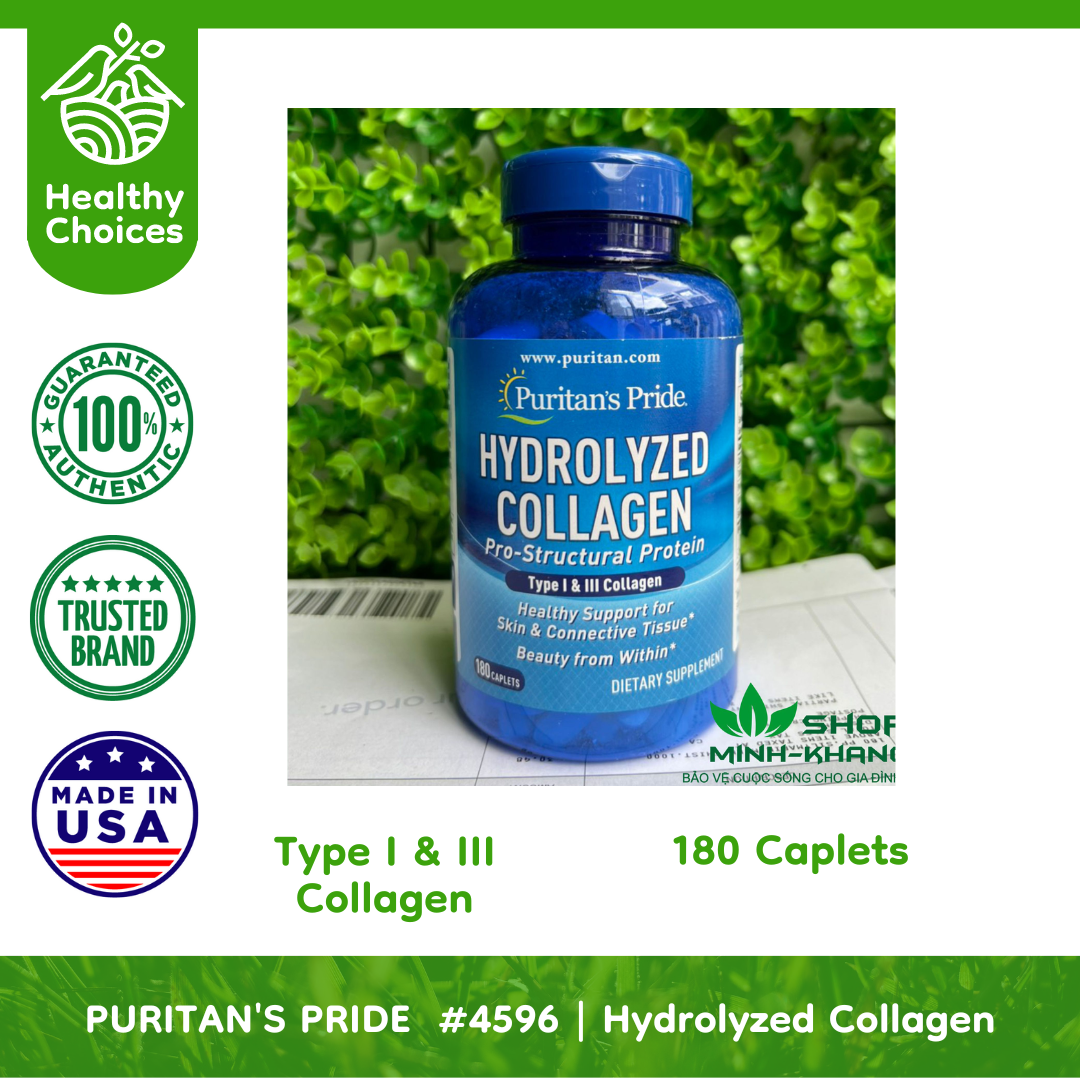 Puritan's Pride #4596#5 | Expiry: 10/2025 | BUY 5 PCS - Hydrolyzed Collagen Pre-Structural Protein, 180 Caplets