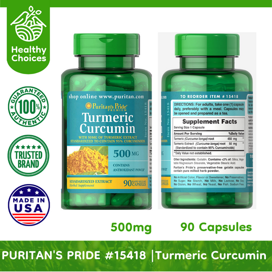 PURITAN'S PRIDE #15418 | EXP: 11/2025 | Turmeric Curcumin 500mg, 90 Rapid Release Capsules