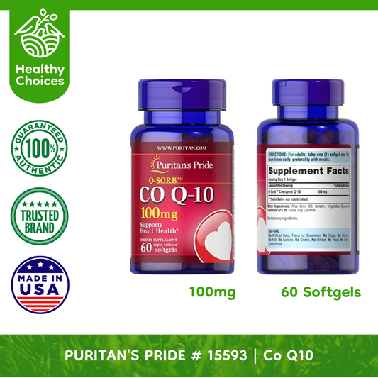 PURITAN'S PRIDE #15593 | EXPIRY: 8/2025 | Co Q-10 QSorb 100mg, 60 Softgels